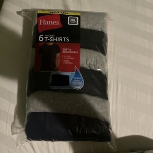 Hanes Men's Tagless T-Shirt's Black & Grey 3XL 6-Pack